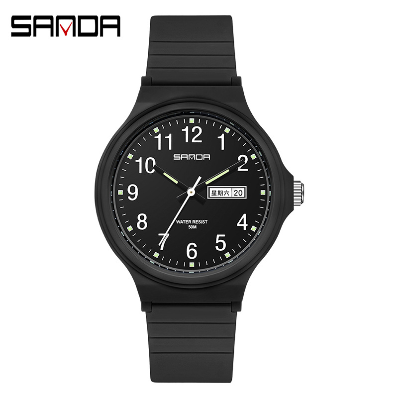 New Sanda Double Calendar Electronic Quartz Women's Watch Personalized Creative Men and Women 6060 One Watch
