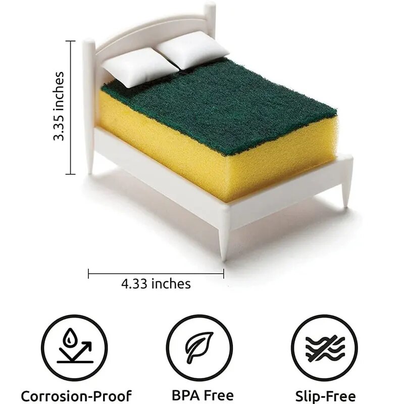【NEW】 Clean Dreams Kitchen Sponge Holder Cleaning Brush Sponges Dishwashing Sponge Clean Dreams Bed Shaped Holder. 