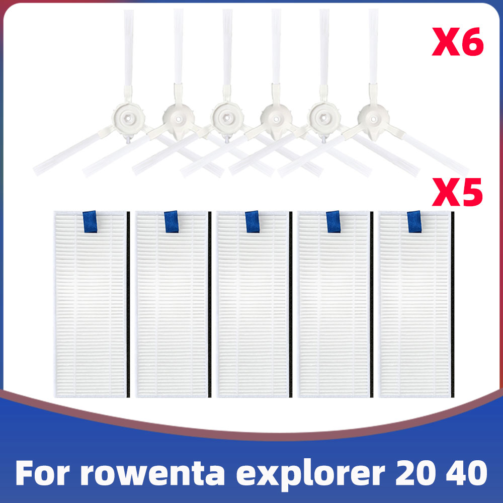 Replacement Hepa Filter Side Brush For Rowenta Tefal Explorer 20 40 Serie Smart Force isweep x3 Robotic Vacuum Cleaner Parts-Set B. 