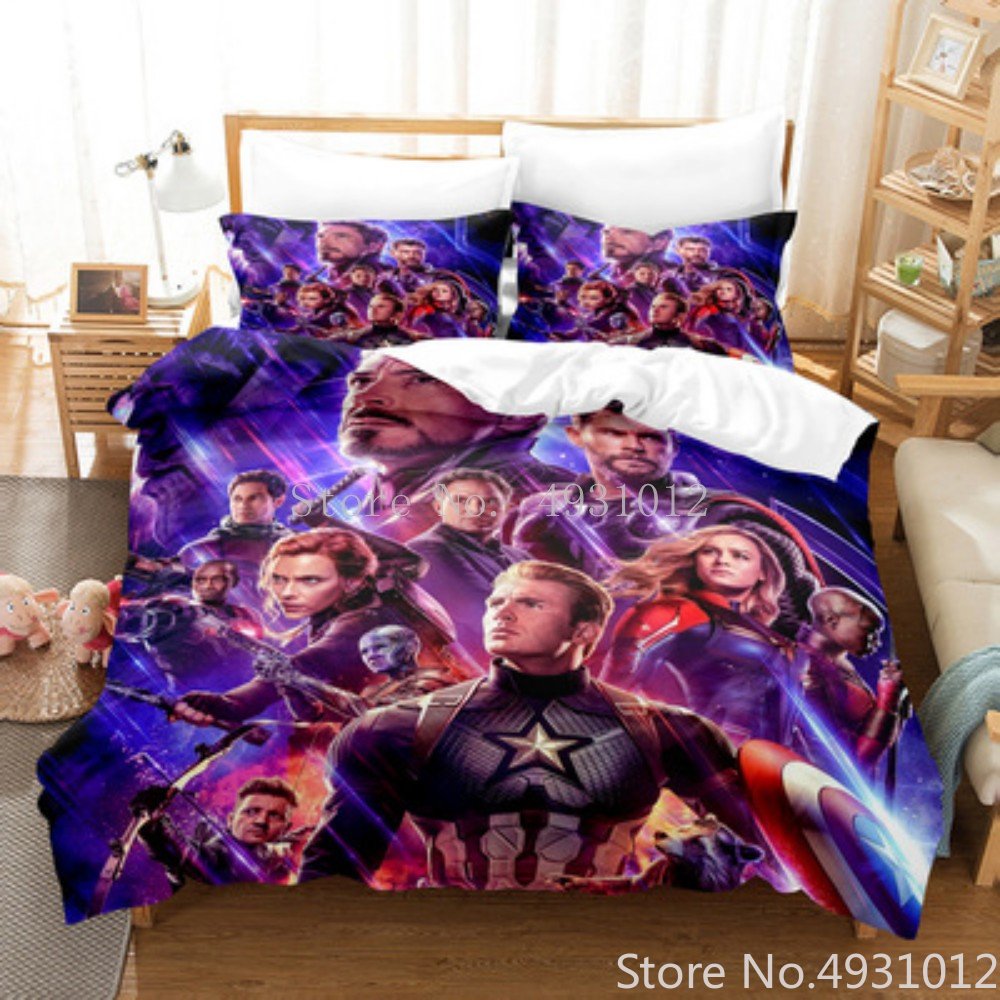Avengers Hero Series Groot Bedding Set Digital Print 3Pcs Duvet Cover Pillowcase Home Textile Single Double King Bed Size. 