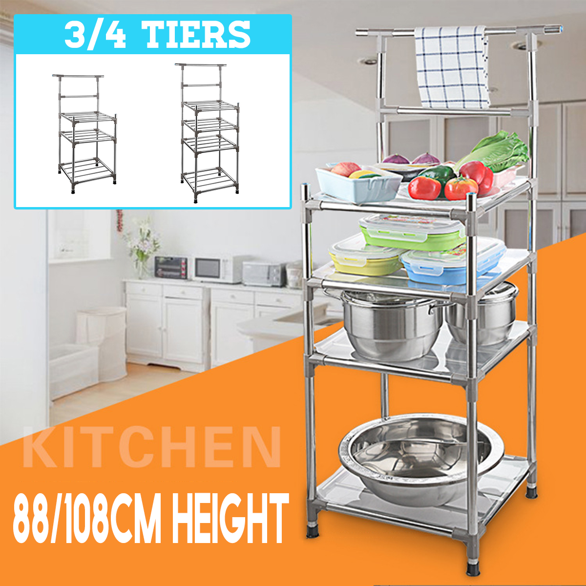 3 4 Tiers Stainless Steel Kitchen Rack Sheelf Pot Storage Holder Free Standing Toilet Bathroom Storage Rack Shelf 4 Tiers Buy Online At Best Prices In Bangladesh Daraz Com Bd