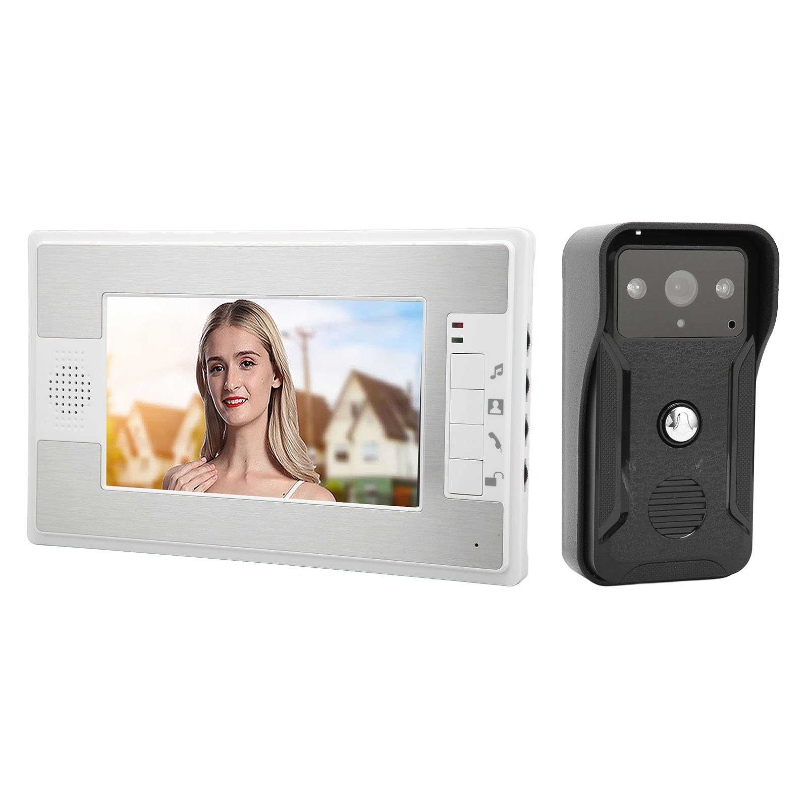 Video Door Phone Doorbell 7 Inch Color TFT LCD Night Vision Video Intercom Monitor for Home Security 100‑240V EU Plug
