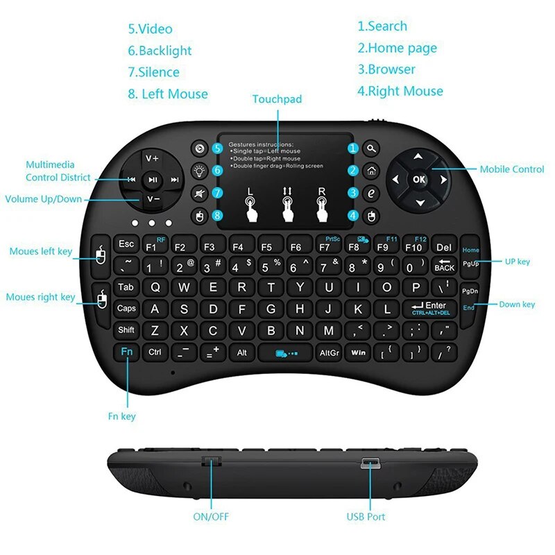 New 2.4G Mini Wireless Keyboard Handheld Touchpad Gaming Mechanic Wireless Keyboard For Smart TV Samsung LG Panasonic Toshiba. 