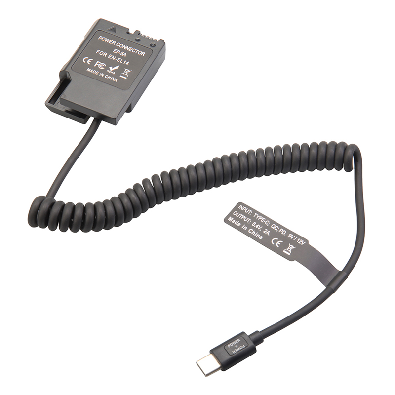 EL14 Dummy Coupler Battery Type-C Spring Cable for Nikon D3100 D3500 D5100 D5200 D5300 D5600 P7000 P7100 P7700 P7800 Replacement Accessories. 