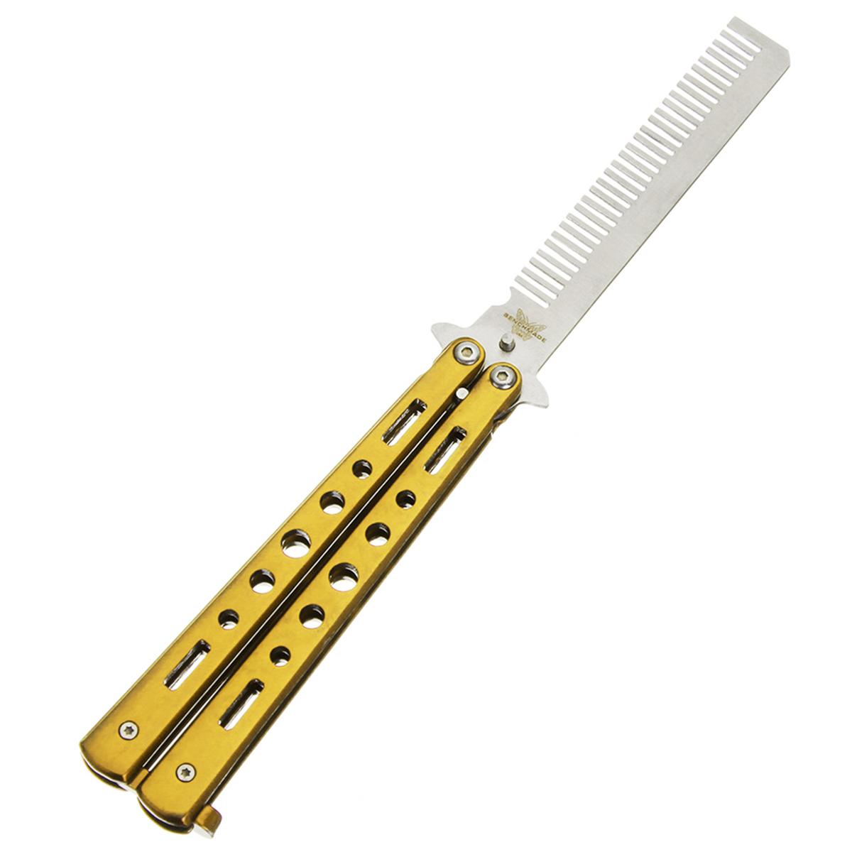 Pocket Oil Hair Comb Folding Knife Automatic Push Button Brush For Head
