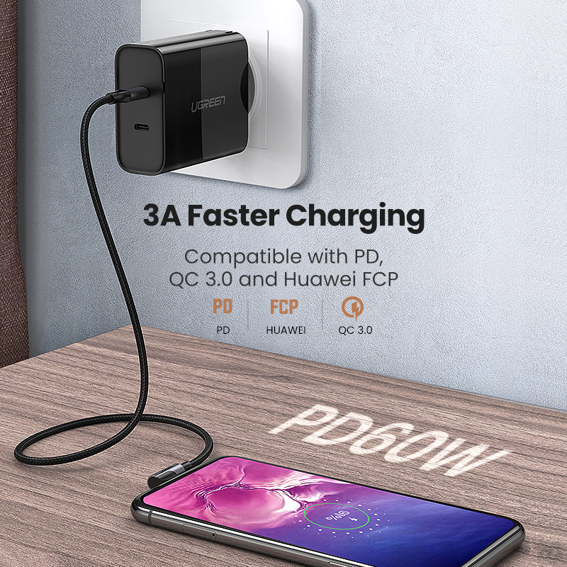 【60W Type C-C】UGREEN USB Type-C to USB C PD 60W Cable for Samsung Galaxy S24 23 Note10 Fast Charger Cable for Macbook Pro Support Quick Charge 4.0 USB Cord. 