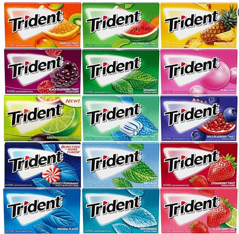 Trident Chewing Gum Sampler Gum Variety Pack | Sugar-Free | Assorted Flavor (5 Pack)