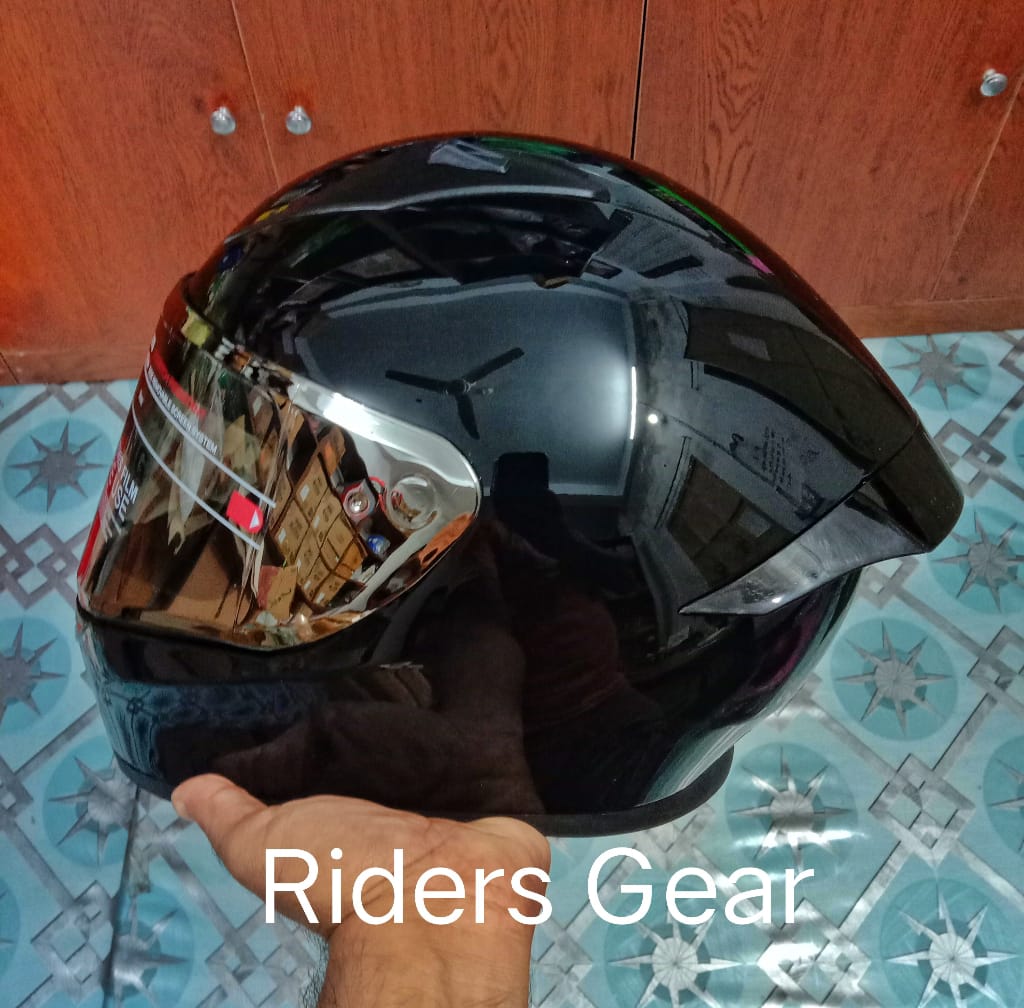 Bolt Bunny with Dual Certification Glossy Black FullFace Helmet. 