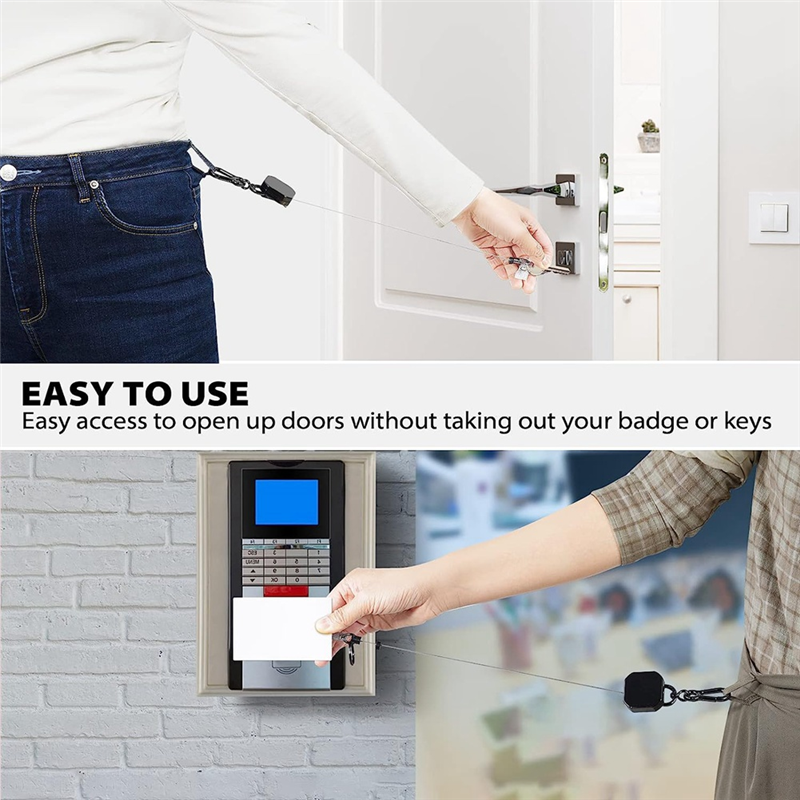 Keychain Retractable Keychain Heavy Duty Metal ID Badge Holder Key Reel Carabiner Keychain with Belt Clip