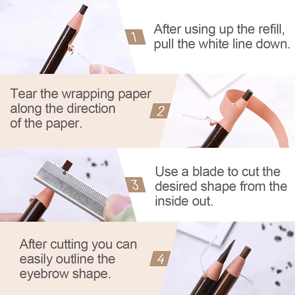 Eyebrow Pencil Microblading Supplies Set Waterproof Eyebrow Tattoo Tint Enhancers With Sharpener Brow 10Pcs Brow Trimmer Blade. 