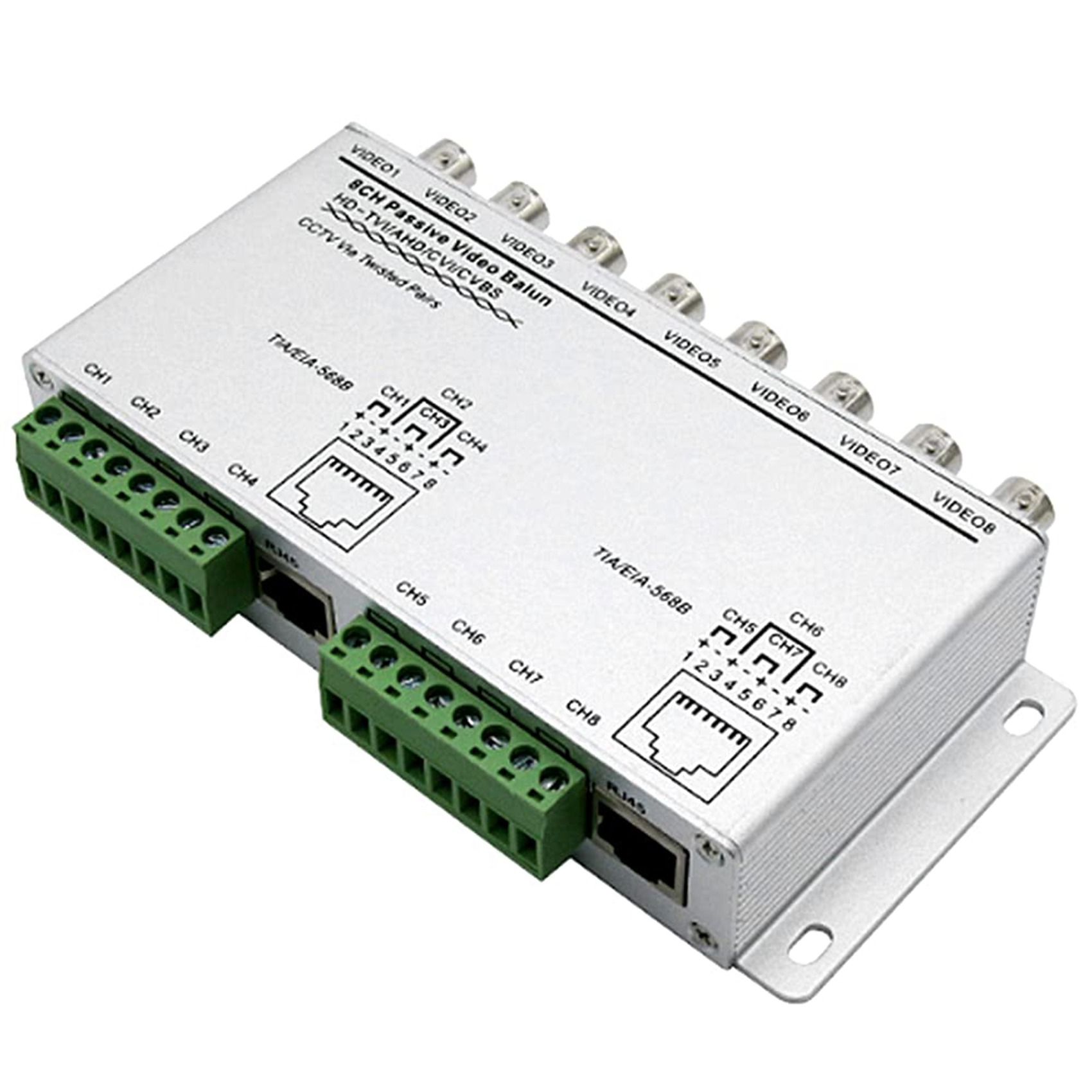 8-CH UTP 720P/1080P HD Passive Video Balun Transceiver,BNC to Cat5/5E. 
