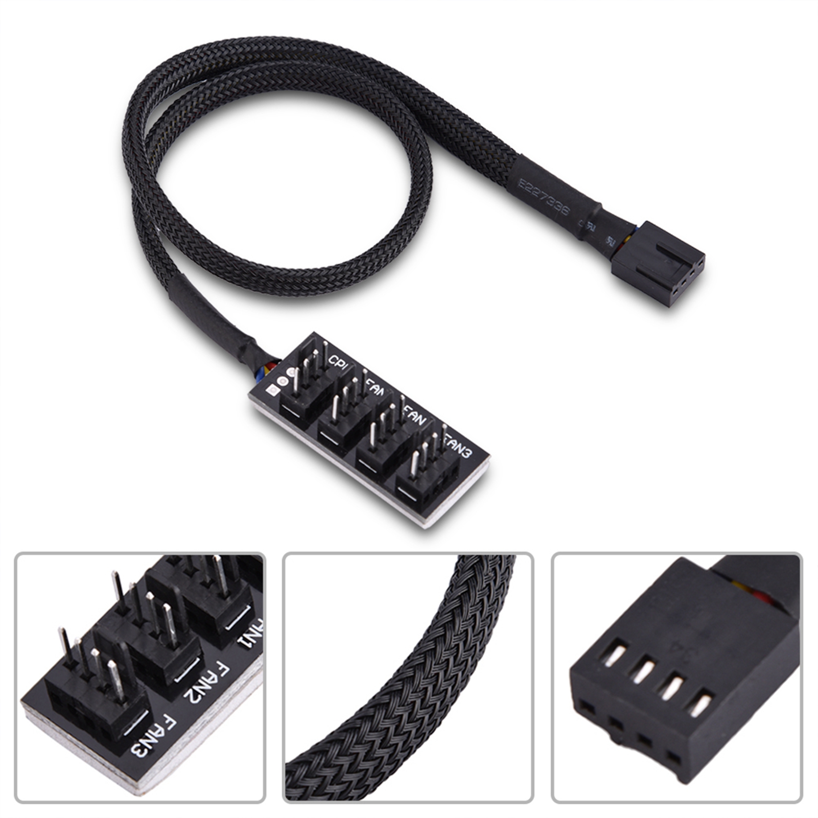 4-pin PWM splitter hub computer CPU/fan power multiple connector cable adapter support 3-pin/4-pin fans. 
