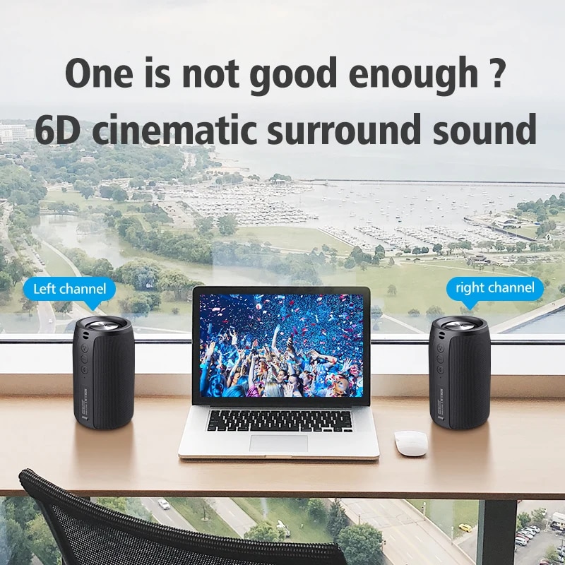 ZEALOT S32 Mini Portable Bluetooth Speaker HIFI Subwoofer Wireless Speaker with fm Radio Column Support TF, TWS, USB. 