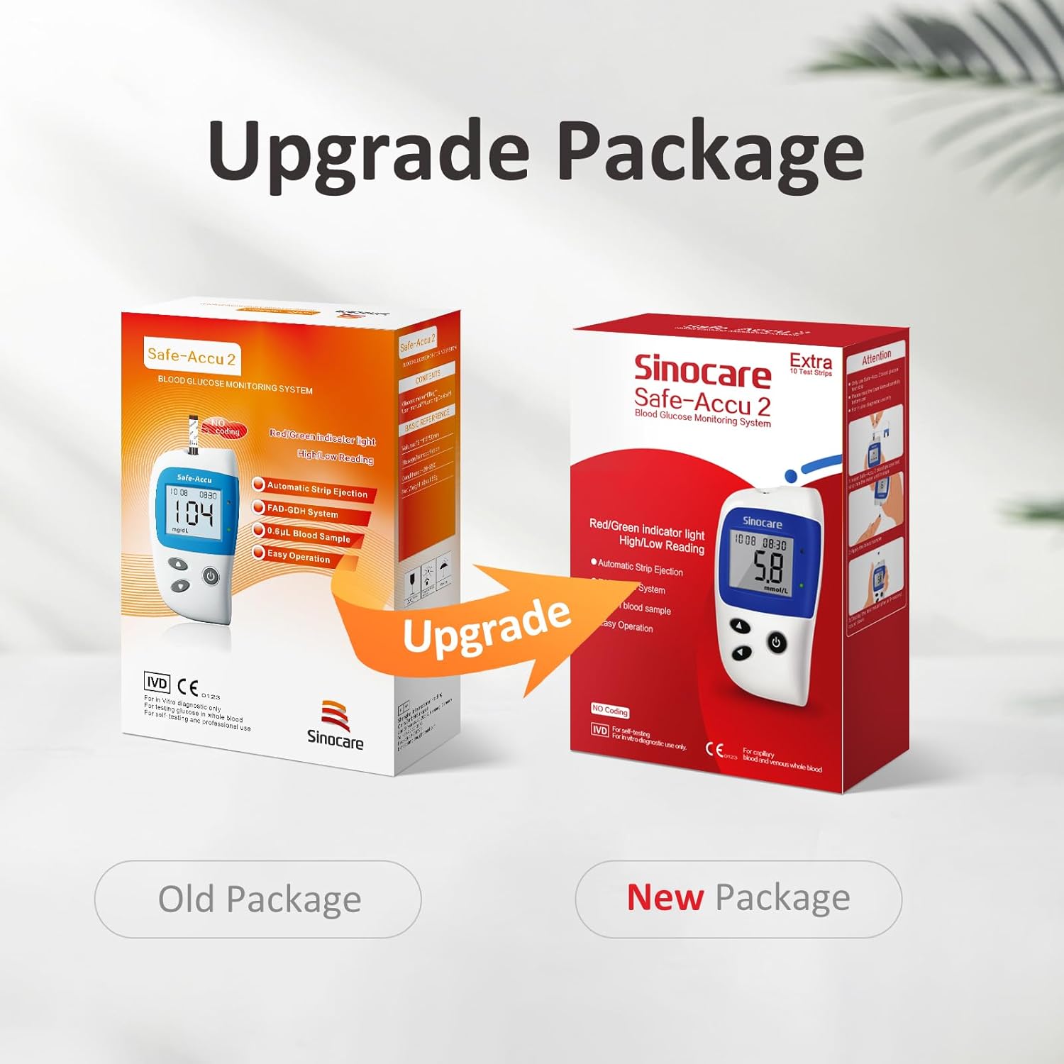 Sinocare Diabetes Test Kit, Blood Glucose Monitor, Safe-Accu2 Blood Sugar Testing Kit with Strips x 10 in mmol/L. 