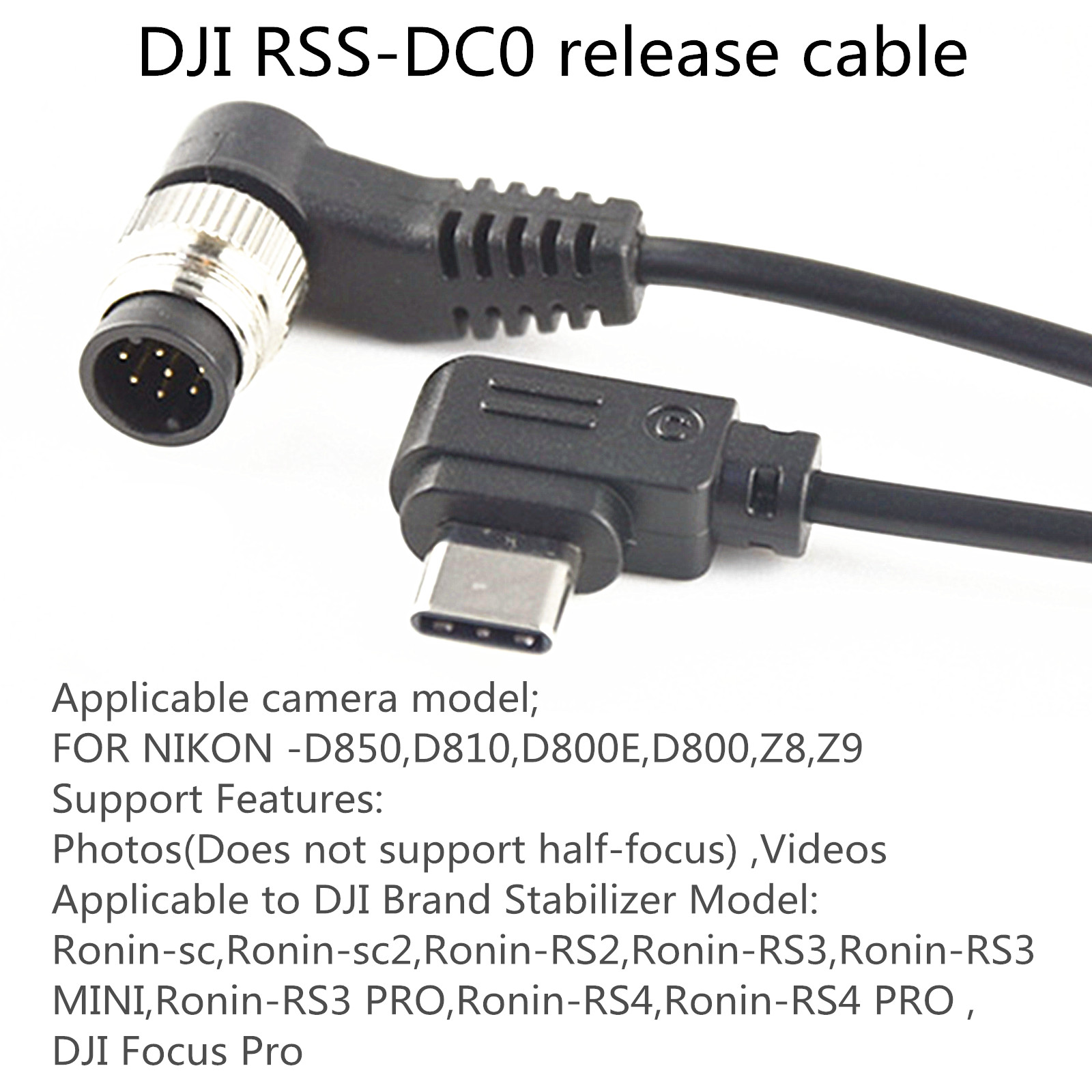 RSS-DC0 Release Cable For DJI Ronin Stabilizer to Nikon d810 d800 z8 z9 Camera sc SC2/RS2/RS3/RS3 Mini/RS3/RS4