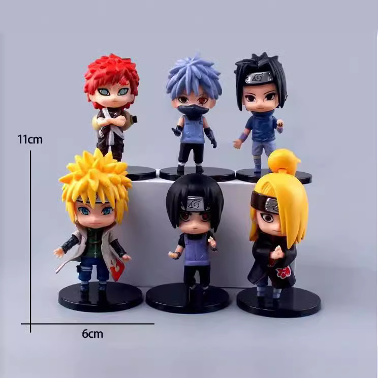 Naruto figure full set model doll Q version seated Naruto Sasuke Kakashi ornament blind box. 