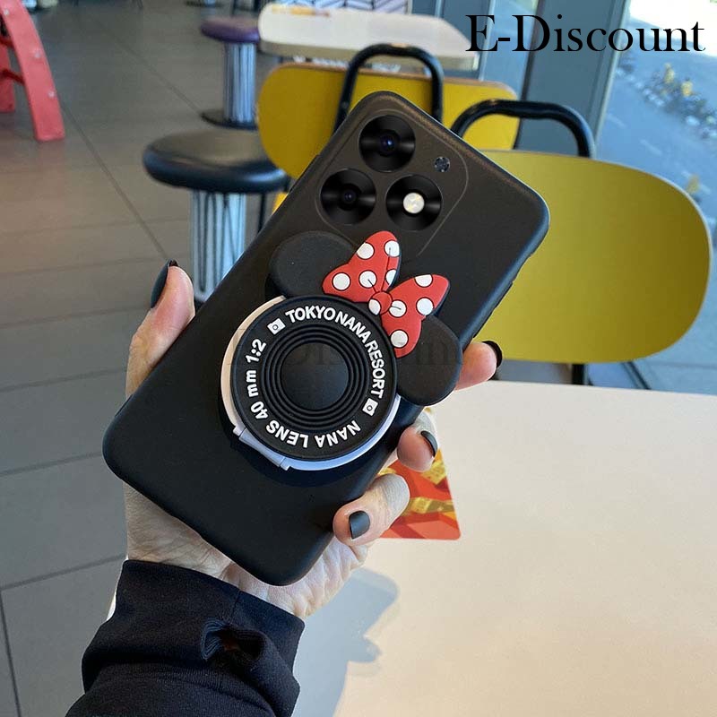 New Phone Case For Itel A70 Cover Makeup Mirror Soft Cute Cartoon Bracket Soft Silicone Anti Drop for Itel A70 Case