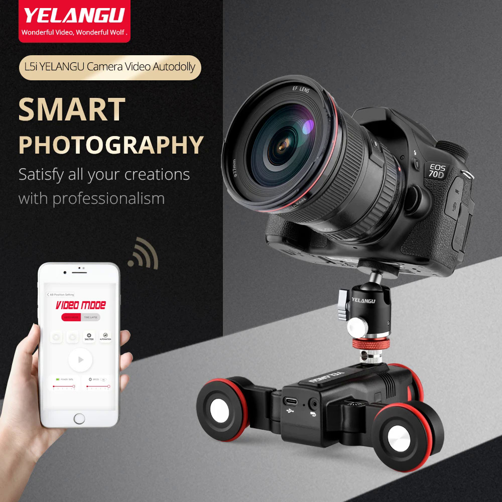 L5 Motorized Camera Slider Automatic Video Dolly Car Rail Systems for DSLR Camera Sony iPhone with App Control //////////////////////////////////////////////////////////////////////////////////////////////////