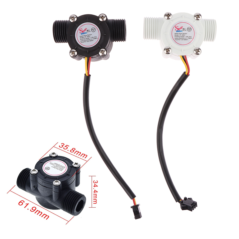 DC 5-18V Water Flow SensorFlowmeter Hall Flow Sensor Water Control Liquid Flow 1-30L/min 2.0MPa Sensor Switch YF-S201 Demoo. 