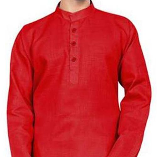 Trendsetter -Red color panjabi for men new collection 2024 | Solid color cotton panjabi for men red | Gaye holud panjabi for men- Inventive Choice. 