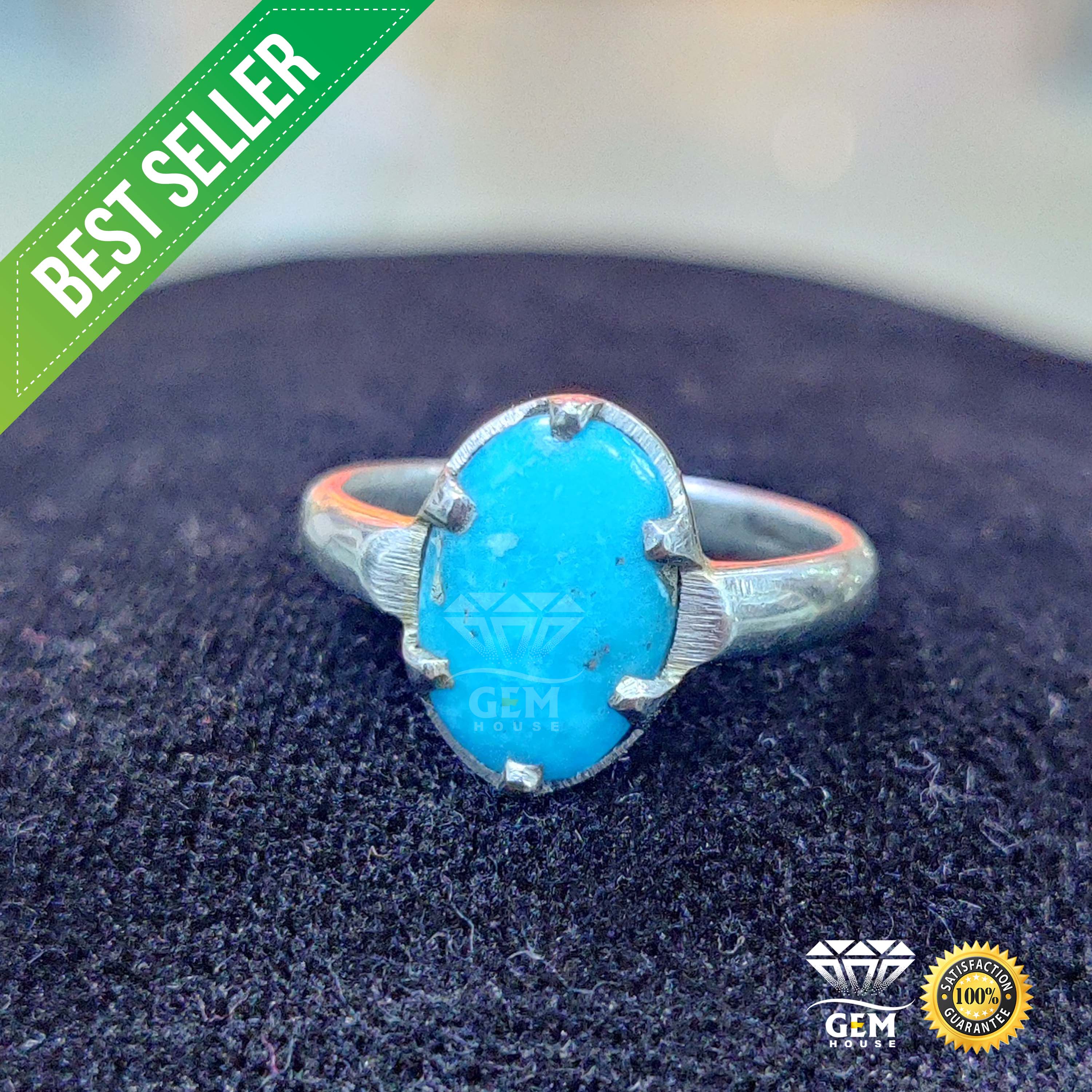 Turquoise Stone Ring For Men Blue Color Antique Firoza Stone Rings For Men's