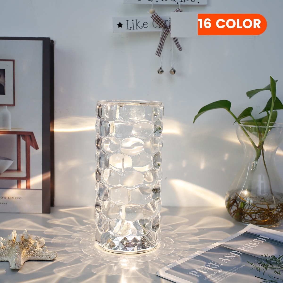 16 Colors Acrylic Material Crystal Table Lamp Water Drop Lamp with Touch and Remote. 