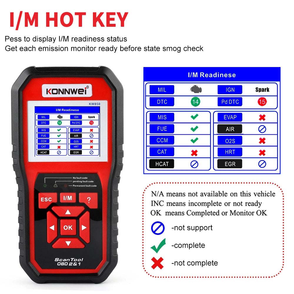 KONNWEI KW850 Car Diagnostic Scanner Tool OBD 2 Automatic Scanner Check Ene OBDII Code Reader Suprt 9 Different Languages. 