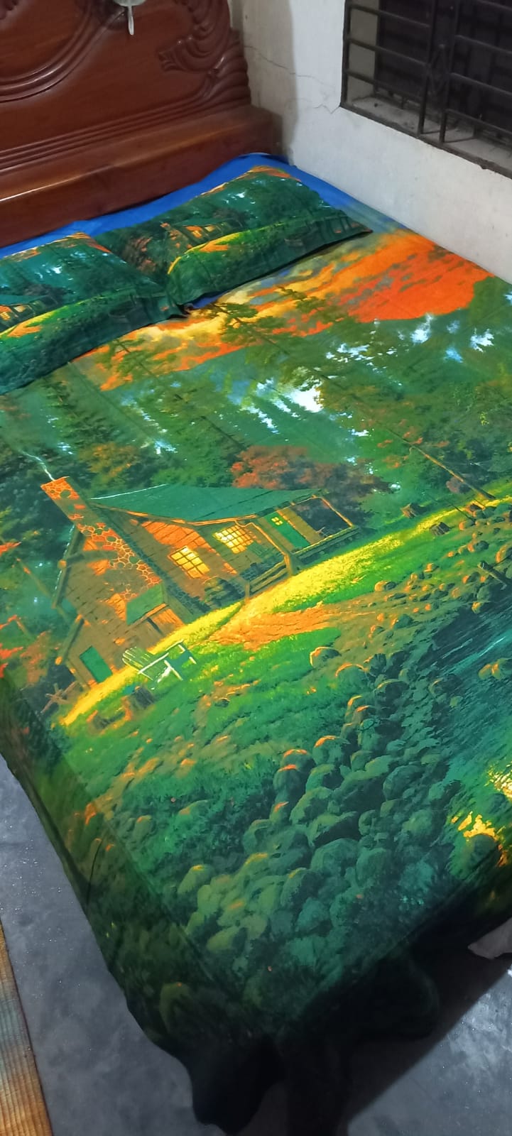 Premium Digital Print Bisanar Cador - Large Size for Your Box Khat - King Size Bed Sheet with 2 Pillow Covers - Cotton Bedsheet - Vibrant Paka Rong. 
