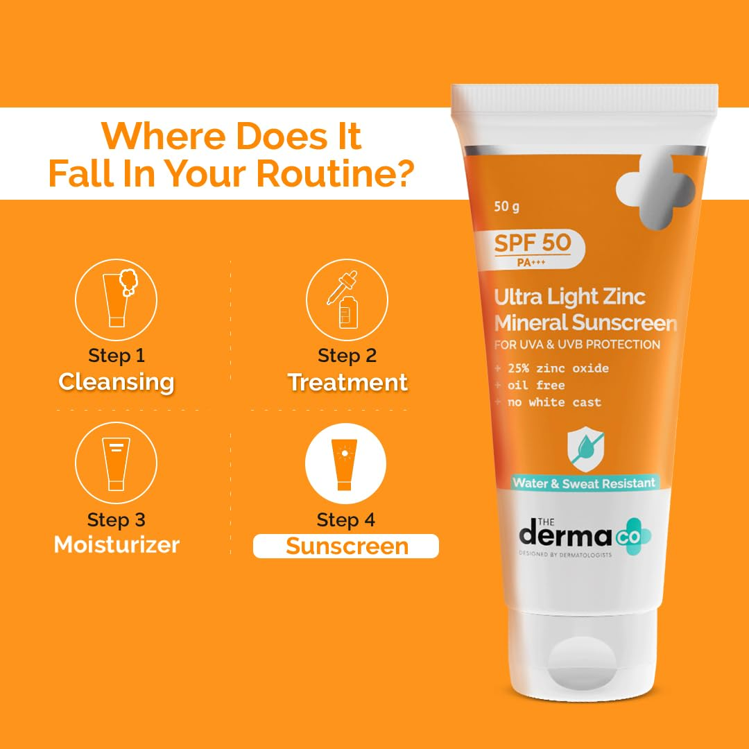 The Derma Co Ultra Light Zinc Mineral Sunscreen - 50g. 