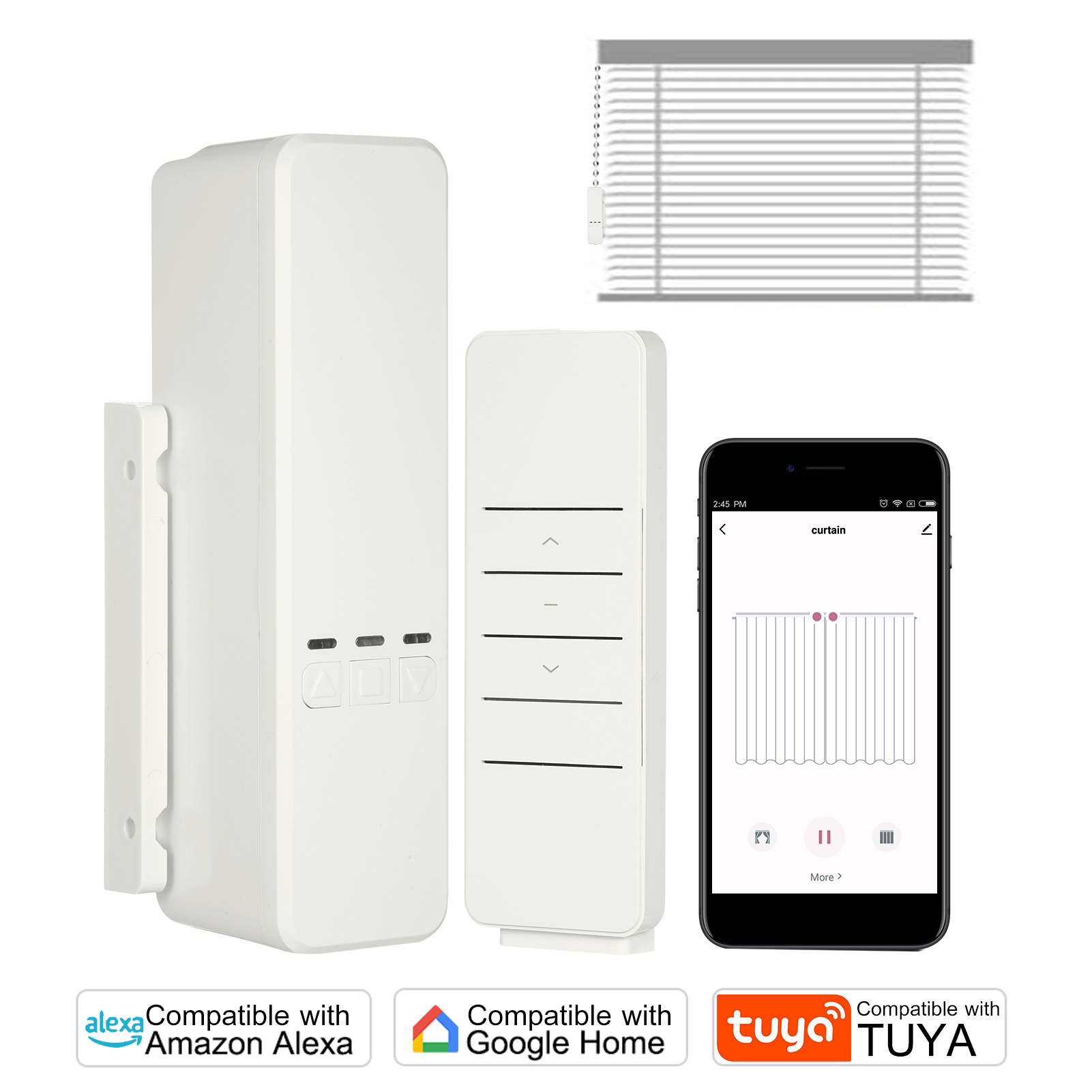 KOGEEK Wi-fi Tuya DIY Smart Motorized Chain Roller Blinds Shade Shutter Drive Motor Compatible with Alexa Google Home APP + RF + Voice Control Week Programmable. 
