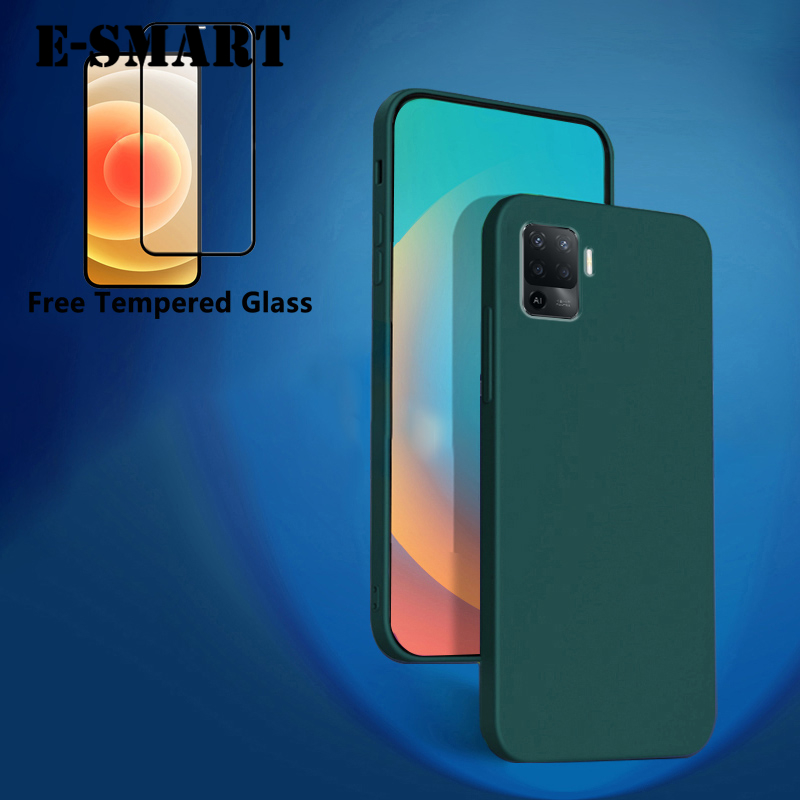 Phone Case OPPO F19 Pro Soft Back Cover + Free Tempered Glass Screen Protector Matte Silicone OPPO F19 Pro Case