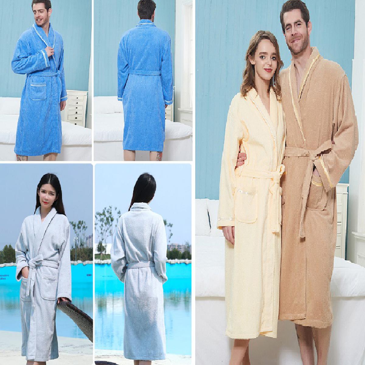 100% Cotton Bathrobe Lovers Brown Robes Bathrobe Solid Towel Fleece Sleepwear Bridesmaid Bath Robes