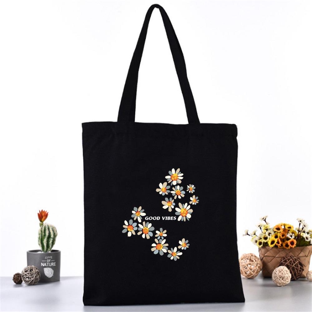Versatile Shoulder Bag Multi-functional Handbag Canvas Shoulder Bag Daisy Print Handbag Printed Tote Bag. 