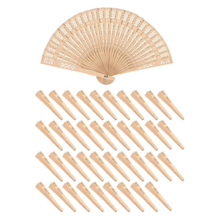 Wooden hand deals fans for weddings