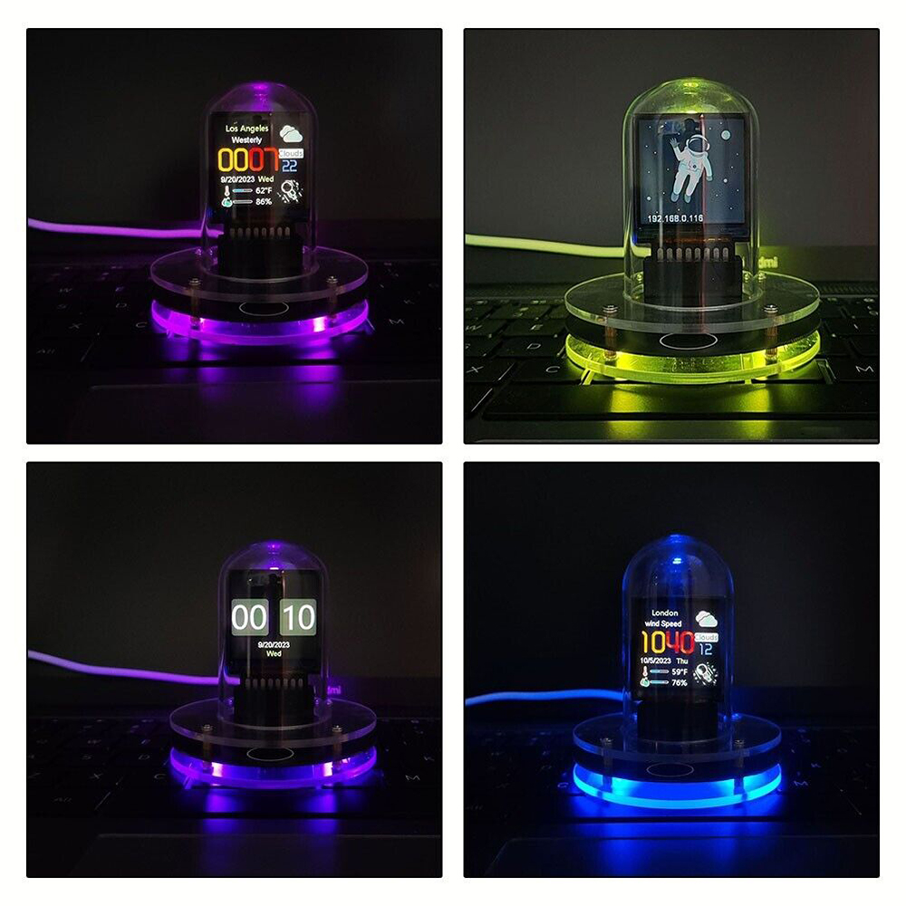 Nixie Tube Clock Smart Wifi Glow Diy Tube Clocks Cyberpunk Style Digital Table Clock Visual Display Changeable Automatic Update. 