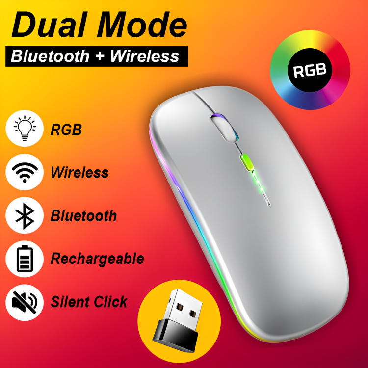 Bluetooth Mouse Plus Wireless Mouse M2 Dual Mode Rechargeable RGB Mouse DPI Button. 