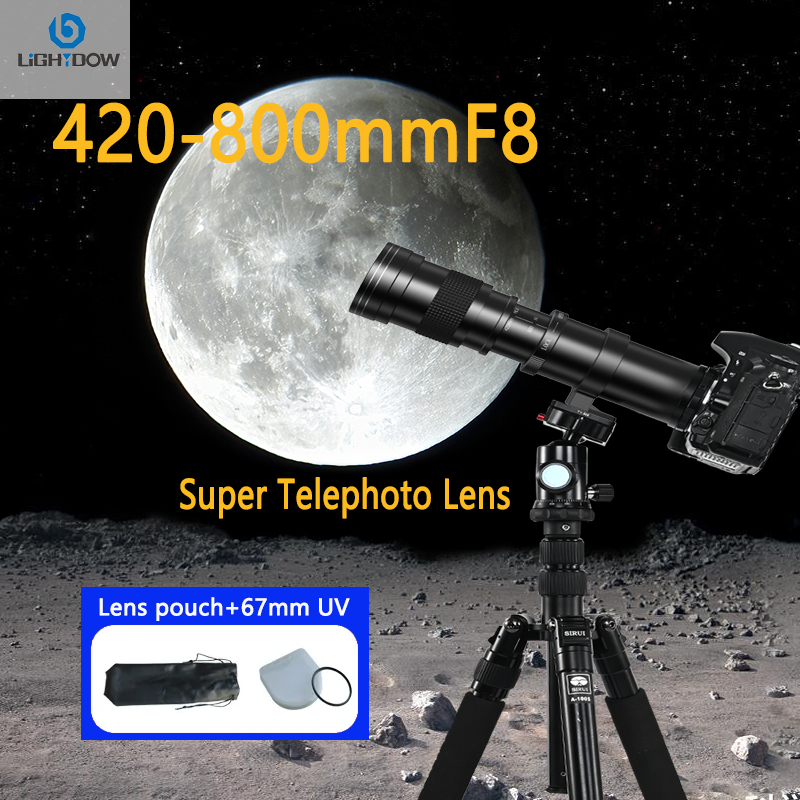Lightdow 420-800mm F8.3 Manual Zoom Super Telephoto Lens With UV filter for Canon EOS Rebel T3 T3i T4i T5 T6s T7 Camera Lenes