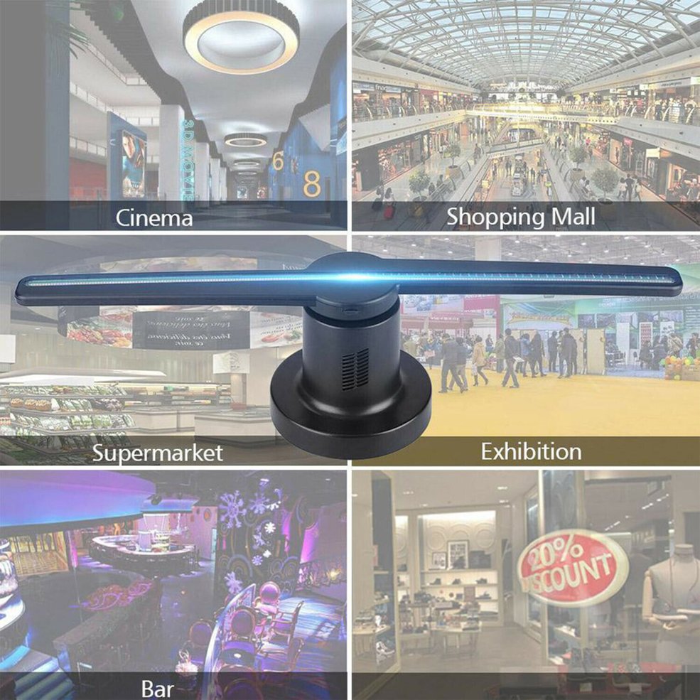 3D LED WiFi Holographic Projector Display Fan Hologram Advertising Player. 