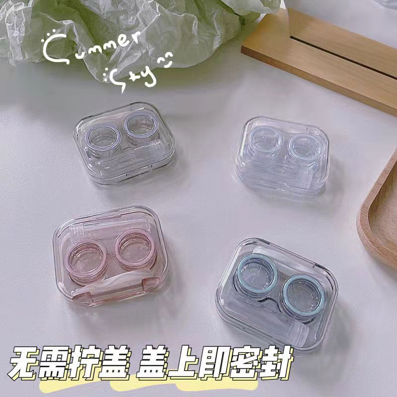 Sandalwood Purple Eye with No Twist Cap, High Grade Transparent Visible Cool Wind, Simple and Portable Contact Lens Box. 