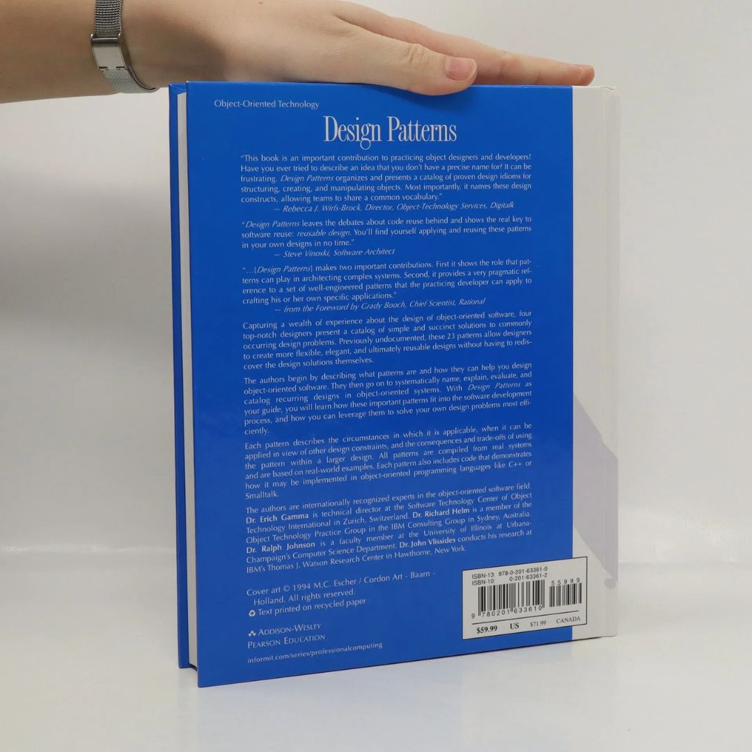 Design Patterns: Elements of Reusable Object-Oriented Software  by Erich Gamma , Richard Helm , Ralph Johnson , John Vlissides , Grady Booch (Foreword) , First Edition. 