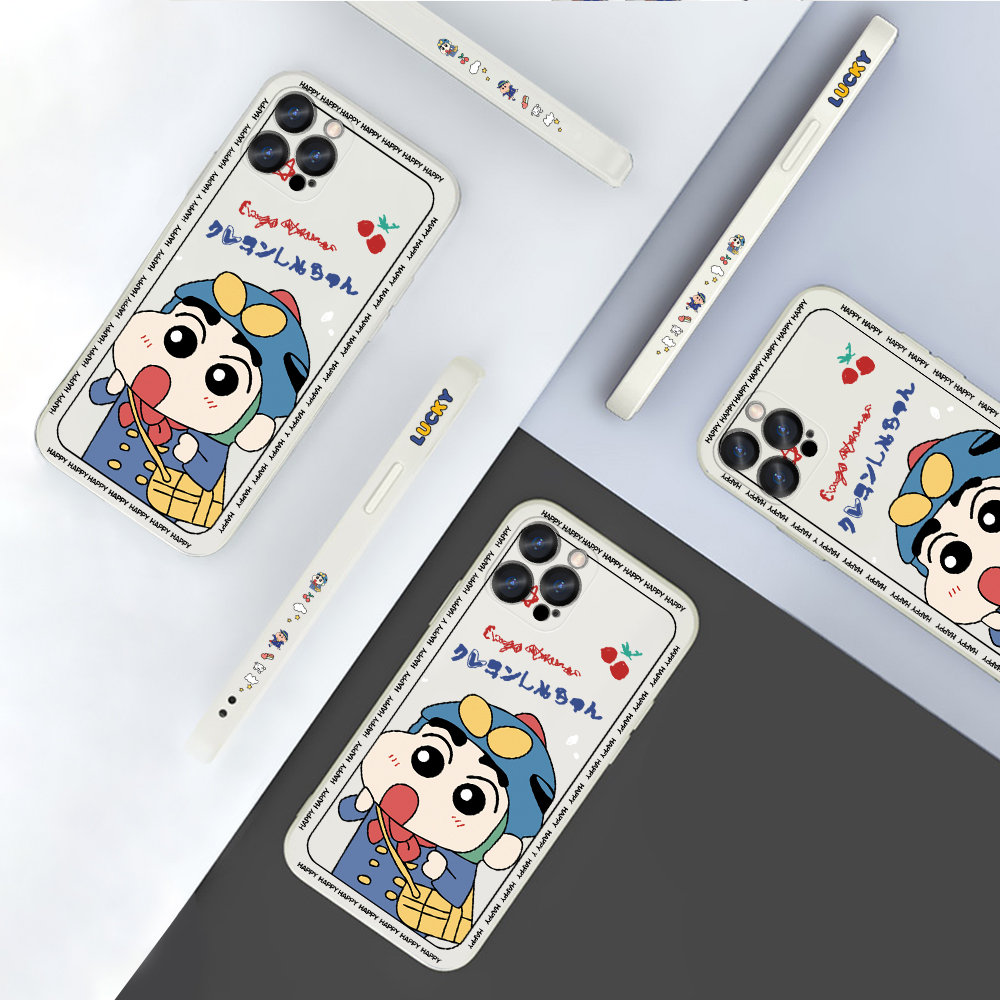 AMORVOR for iPhone 12 Mini Back Cover Cartoon Shin-chan Action Kamen Side design Soft Case Liquid Silicone Phone Cases. 