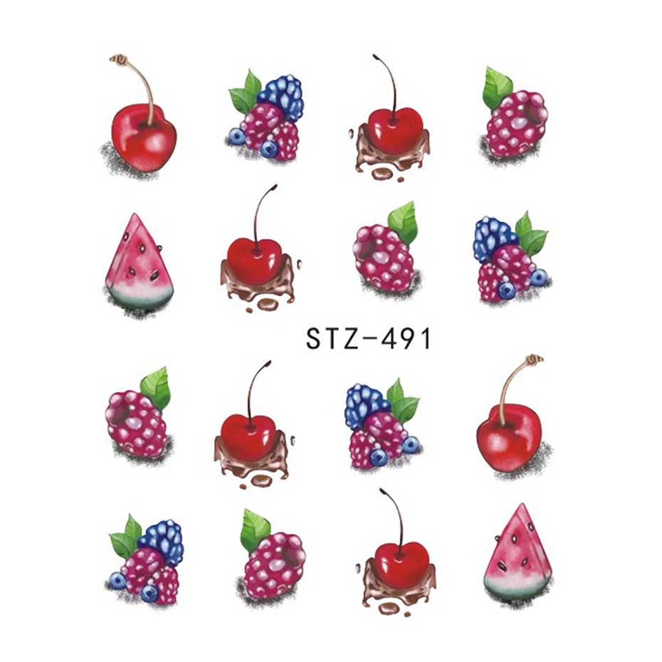 【VisioN Shop】Strawberry Watermelon Nail Sticker Decal Delicious Fruit Slider For Nail Tip Transfer Nail Decor GLSTZ461-500. 