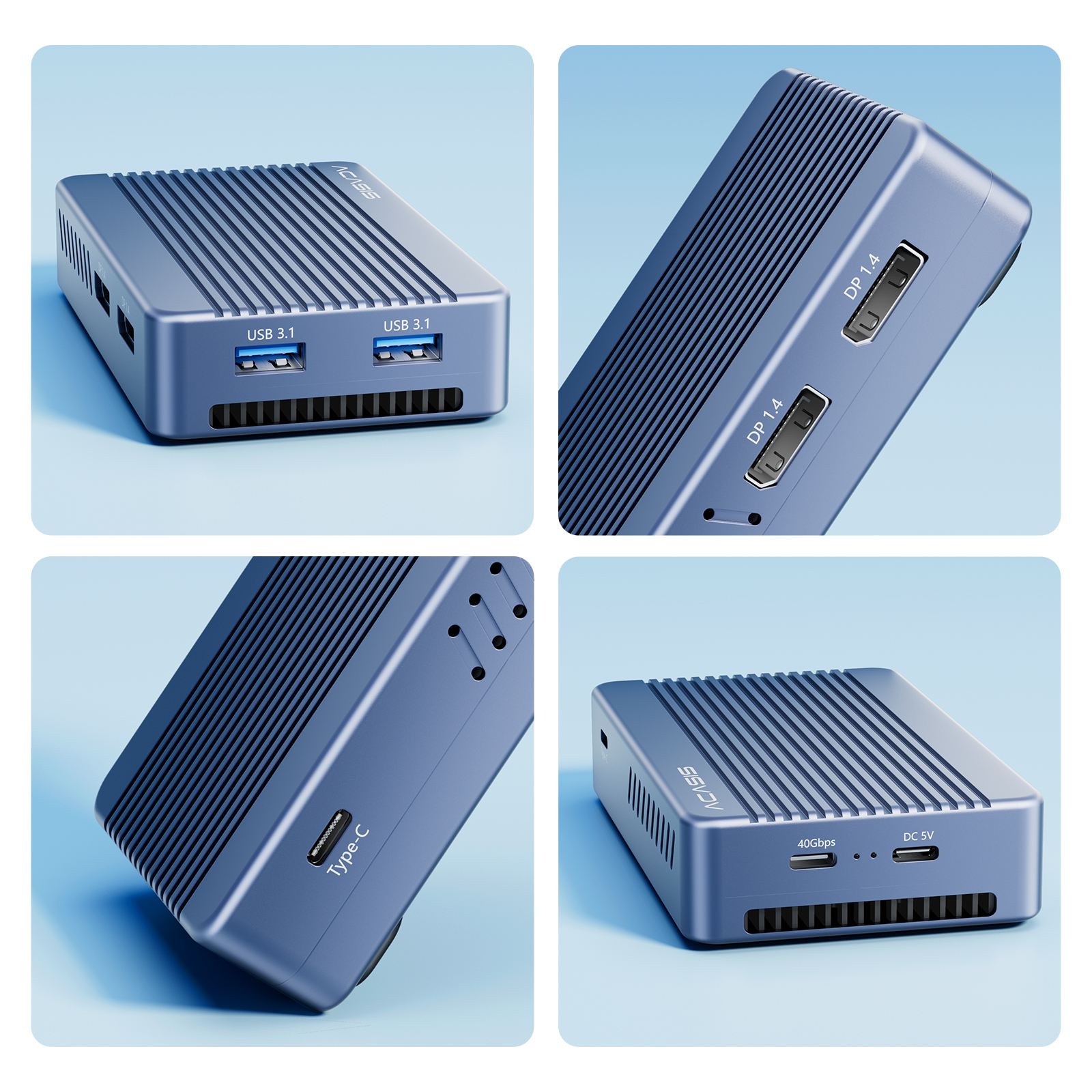 Acasis 6-in-1 40Gbps M.2 NVME SSD Enclosure & Docking Station DP 8K60Hz Compatible with Thunderbolt 3/4,TBU405Plus. 