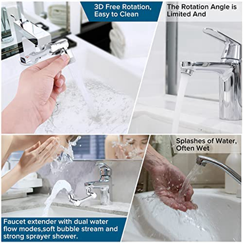 Faucet Extender Brass Faucet Extender 1080 Swivel Robotic Arm Faucet Aerator, 2 Types of Water Discharge Model, Robot Arm for Cleaning. 