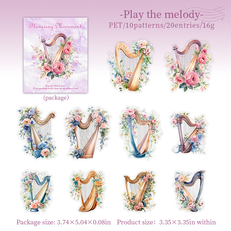 Yoofun Vintage Musical Instruments Stickers DIY Scrapbooking Planner Letter Envelope Journal Diary Album Labels