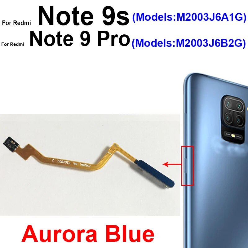 Home Button Flex Cable For Xiaomi Redmi Note 9 9S 9Pro Note 10 Pro 4G 5G Fingerprint with Power Button Touch Sensor Flex Ribbon. 