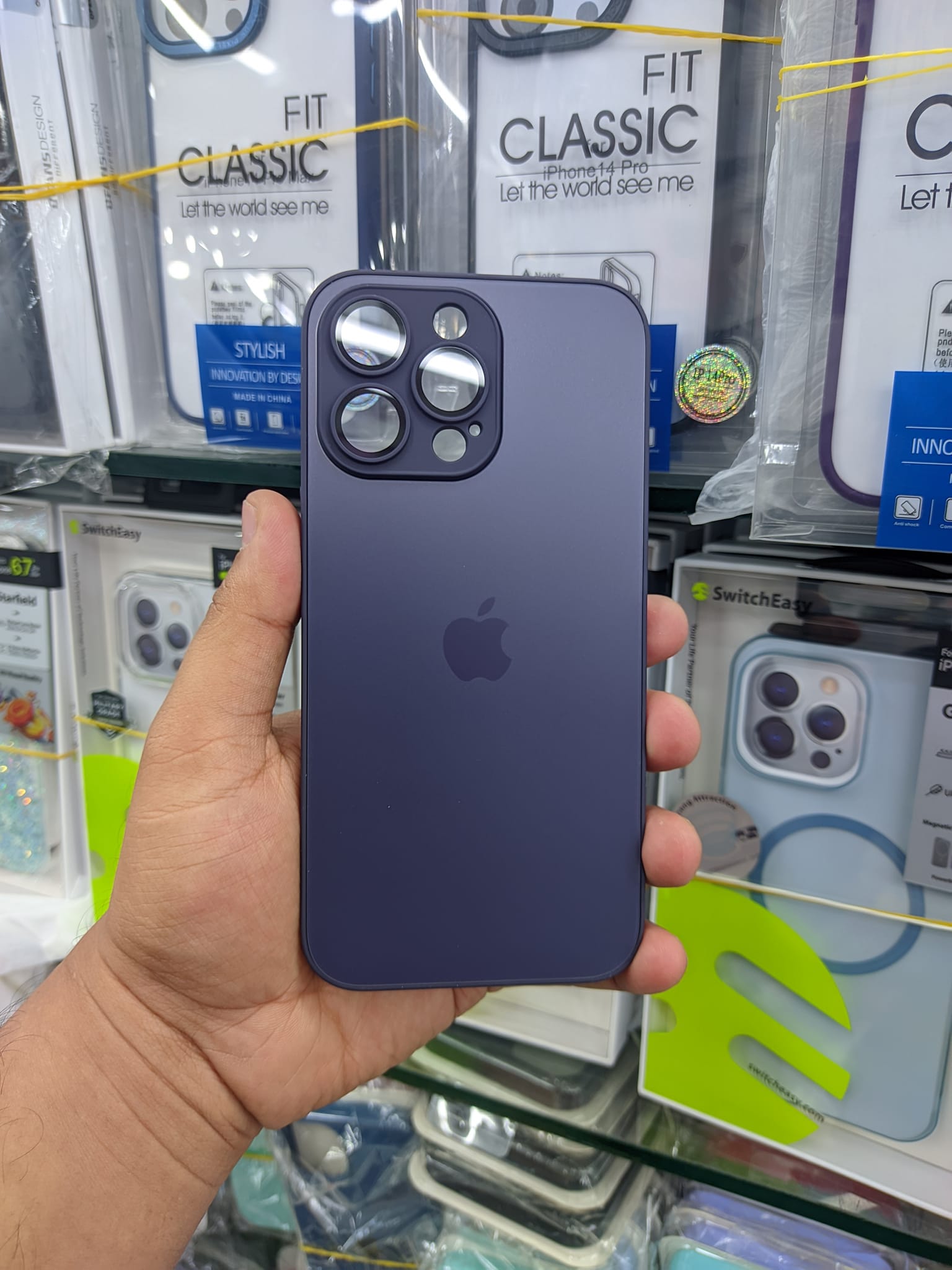 Premium Matte ag Glass Case Back Cover with Sapphire Camera Lens Protector for Apple iphone 14 pro max 6.7 2022 Deep Purple (Back Case Cover For Smartphone). 