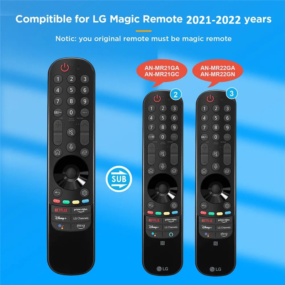 Voice Magic Remote Control for LG AN-MR22GA Smart TV 2021 2022 with Pointer Flying Mouse LED OLED UHD LCD QNED NanoCell 4K 8K. 