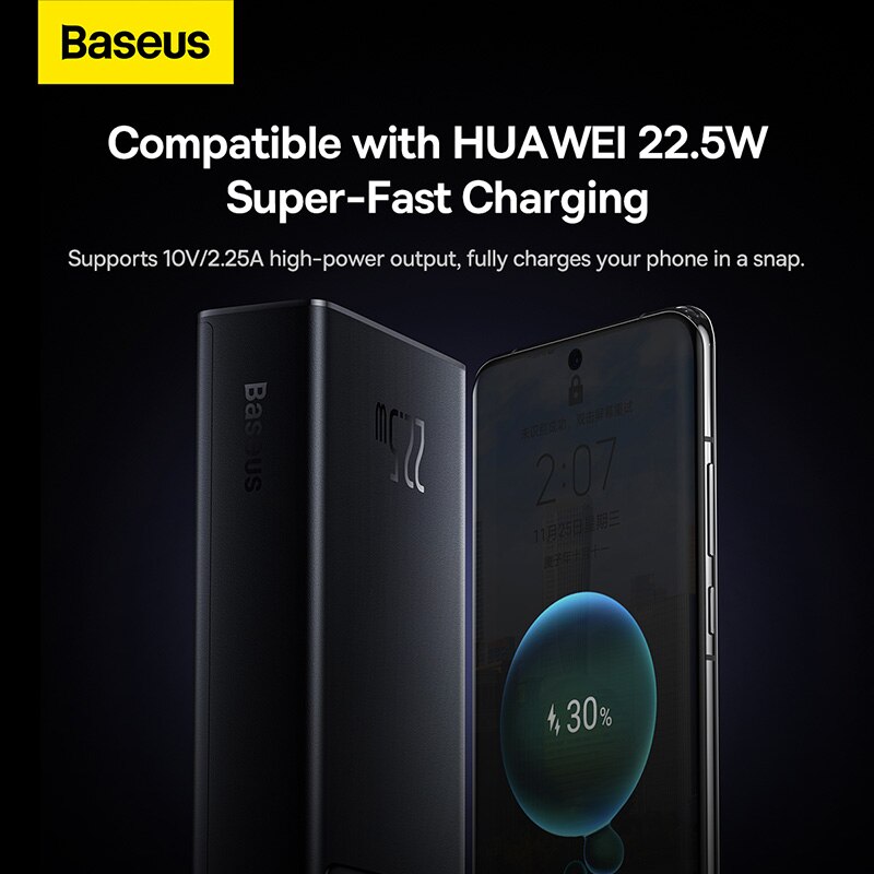 Baseus Power Bank 30000mAh 22.5W Star-Lord Digital Display Fast Charge with  USB to Type-C 3A 0.3m Black Cable. 
