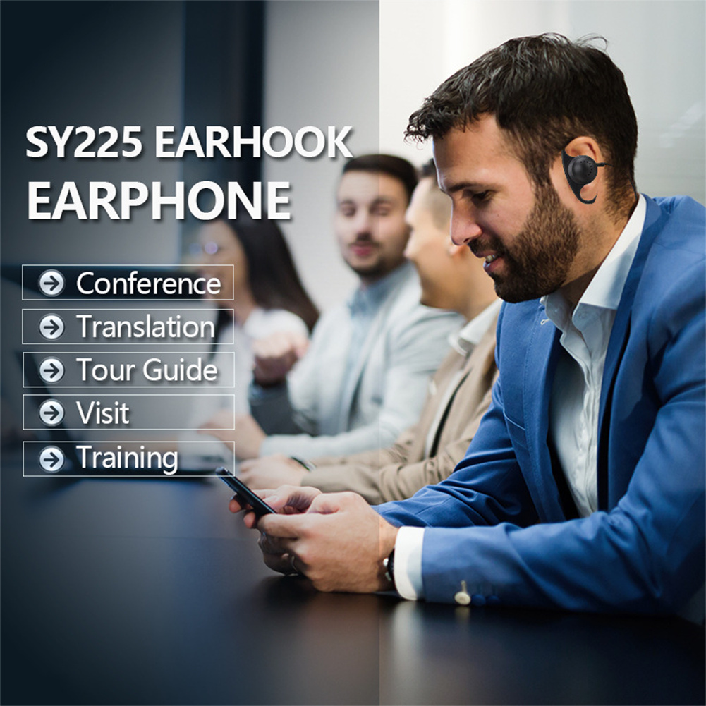 GC D-shaped Soft Ear Hook Headphone 3.5mm Plug Dual Channel Single Side Headset Compatible For Laptop Skype Voip Icq. 